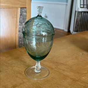Vintage Arcadi Crystal Etched Apothecary Jar Made In Hungary - pristine